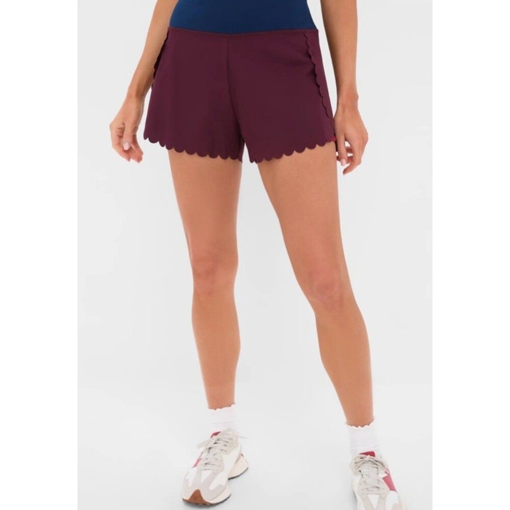 NWOTs Tuckernuck Tnuck Marisa Athletic Shorts Scalloped Edge Maroon Wine Navy XL